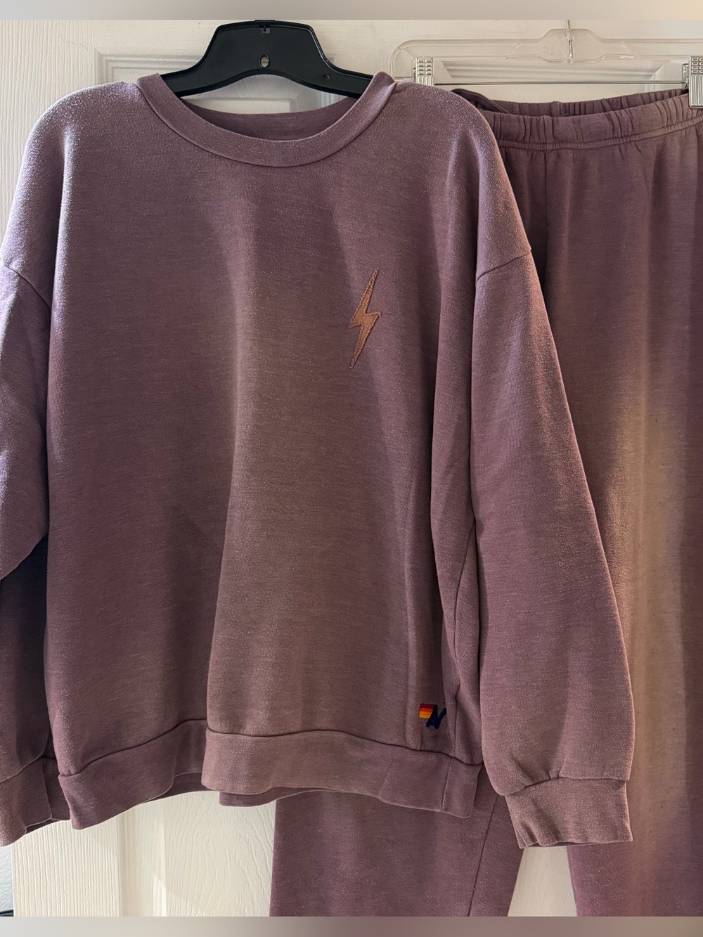 Aviator Nation Mauve Bolt Sweatshirt and matching sweatpants